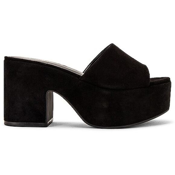 Larroudé Miso Platform Sandals Suede Black Size 10 New With Box - Picture 1 of 15